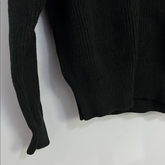 Black Ribbed Zip-Up Sweater - Picture 5 of 7